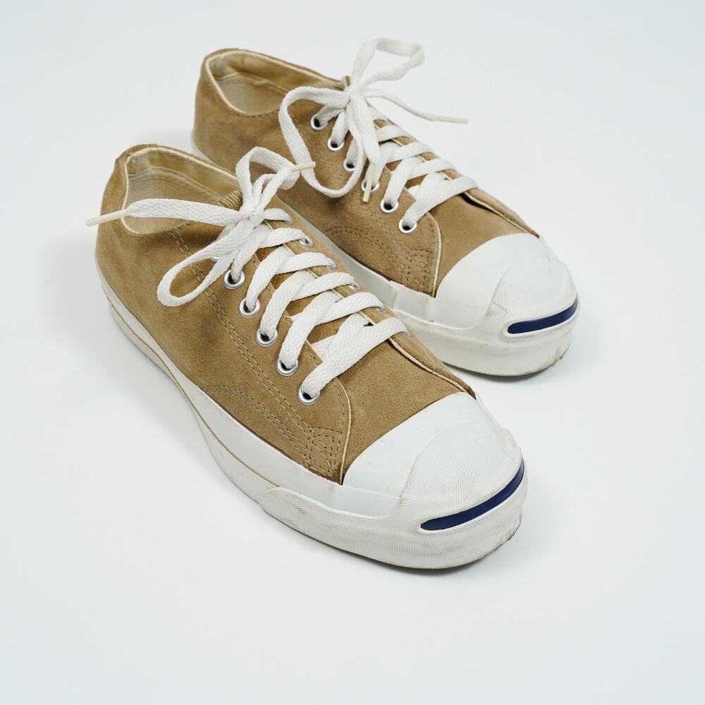 Vintage 1990s Converse Jack Purcell Sneakers USA Made Beige Suede Size 6 Rare